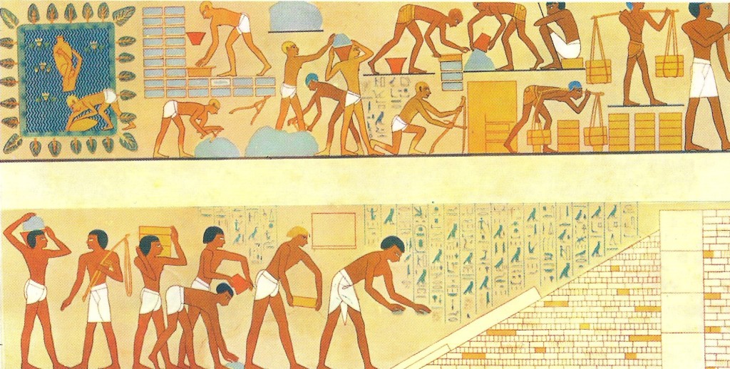 Изготовление кирпичей в древнем Египте. Рисунок из гробницы Рехмирэ в Фивах. XV век до н.э.