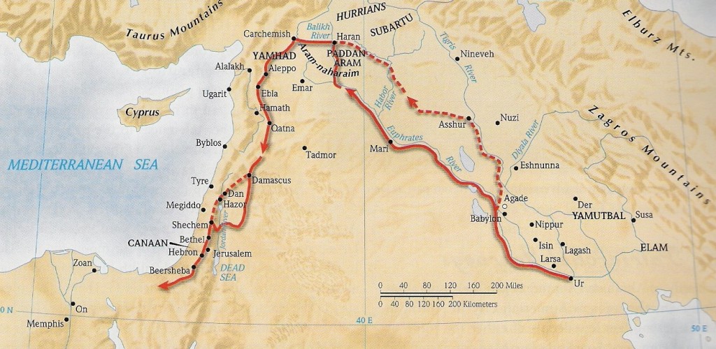 Wanderings of Abraham. 20th century B.C.E. Holman Bible Atlas.